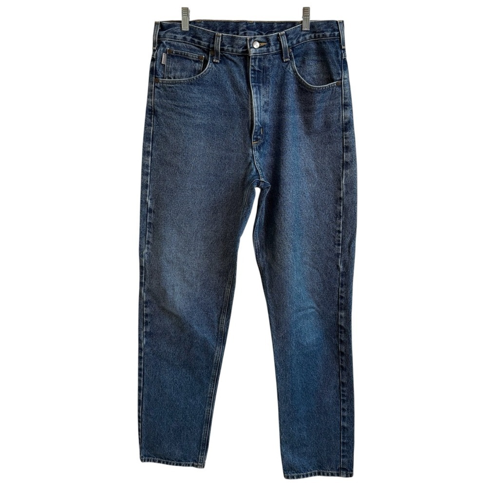 Carhartt Men's Size 34x34 Denim Blue Jeans Relaxed Fit Med Wash Loose Workwear